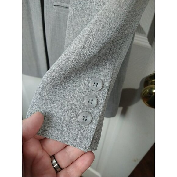 Laura Scott Grey Collared Lined Three Button Close Career Jacket Size 8 - Picture 10 of 16